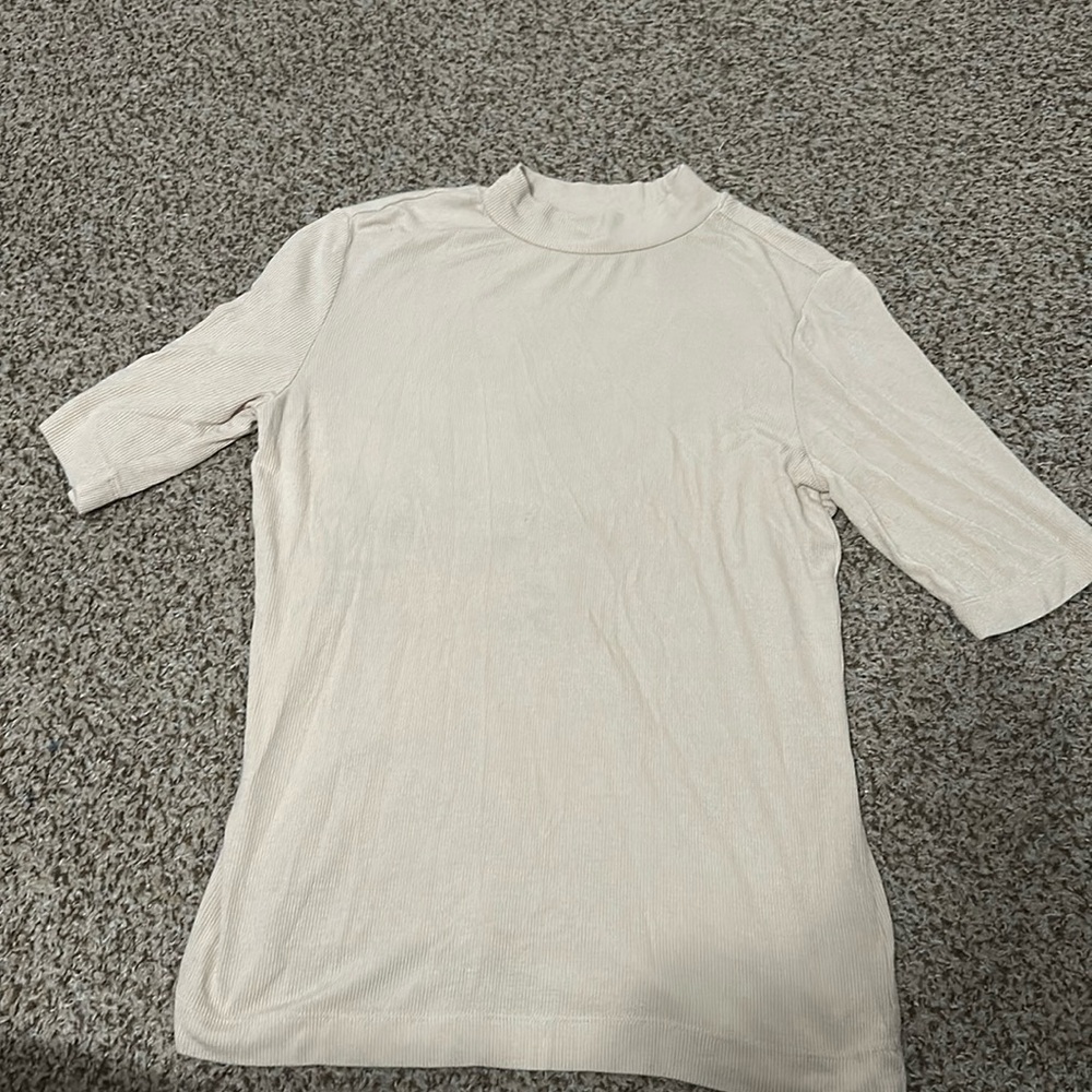 Cream ribbed turtleneck